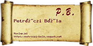 Petróczi Béla névjegykártya