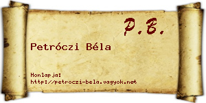 Petróczi Béla névjegykártya